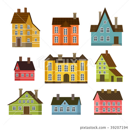Colorful residential house set in flat design Colorful residential house set in flat design 39207194