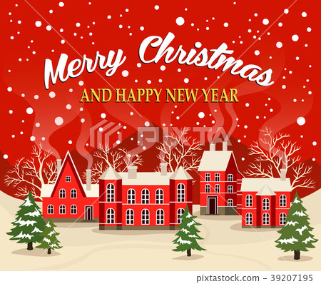 Christmas and New Year greeting card 39207195