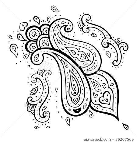 Paisley background. Hand Drawn ornament. Paisley background. Hand Drawn ornament. 39207569