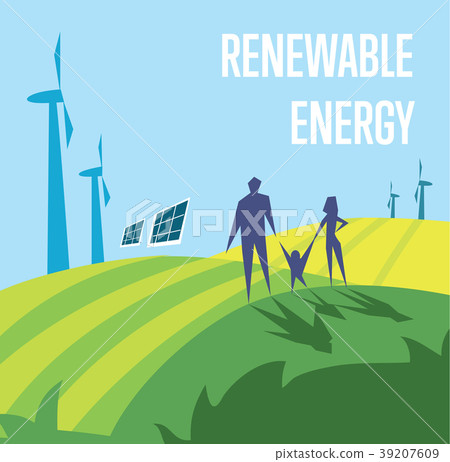 Renewable energy. Sun and wind power generation Renewable energy. Sun and wind power generation 39207609