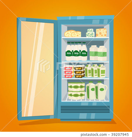 Refrigerator Full of Dairy Products Illustration Refrigerator Full of Dairy Products Illustration 39207945