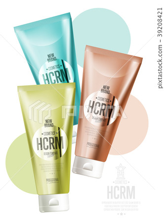 Realistic face or body care cosmetic product set Realistic face or body care cosmetic product set 39208421