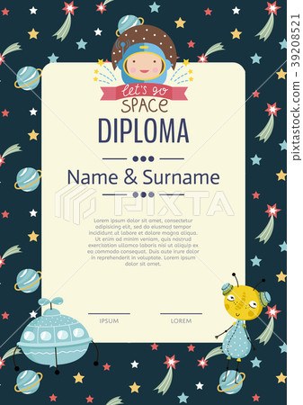 Diploma Cartoon Colorful Template Stock Illustration 39208521 Pixta