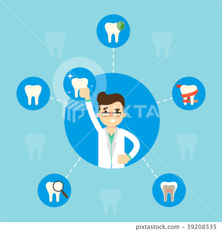 Dental Care Banner With Male Dentist Stock Illustration