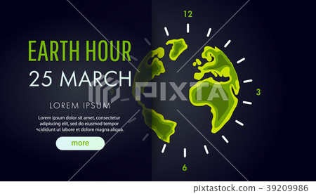 Illustration of Earth hour. 25 march.  39209986