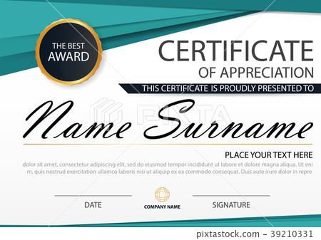 Elegance horizontal certificate with Vector 39210331