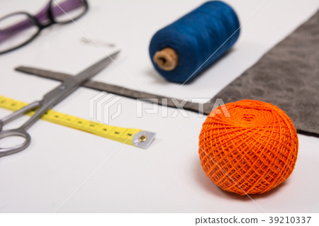 Background for tailor fabric yarn and sewing tools 39210337