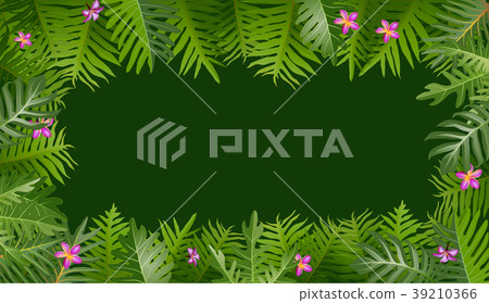 Exotic tropical leaf and frower border background Exotic tropical leaf and frower border background 39210366