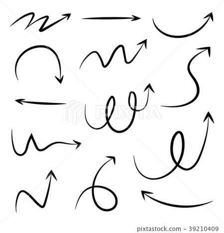 Set of hand drawn different arrow. Doodle style. Set of hand drawn different arrow. Doodle style. 39210409