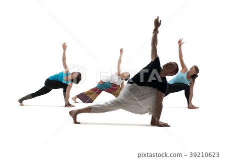People doing yoga shot isolated 39210623