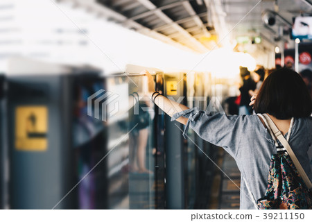 BTS skytrain train runs in Bangkok 39211150