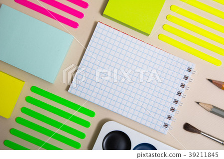 Stationery with a notebook diagonally 39211845