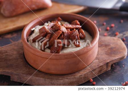 Hot hummus with sucuk Hot hummus with sucuk 39212974