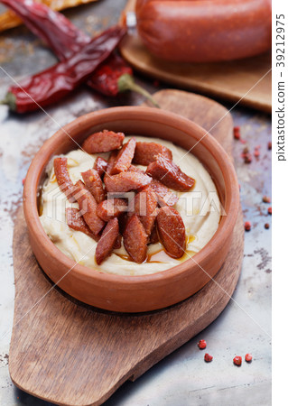 Hot hummus with sucuk Hot hummus with sucuk 39212975