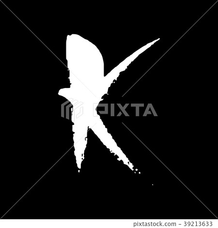 Letter K. Handwritten by dry brush. Rough strokes 39213633