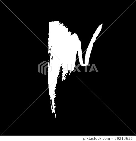 Letter N. Handwritten by dry brush. Rough strokes 39213635