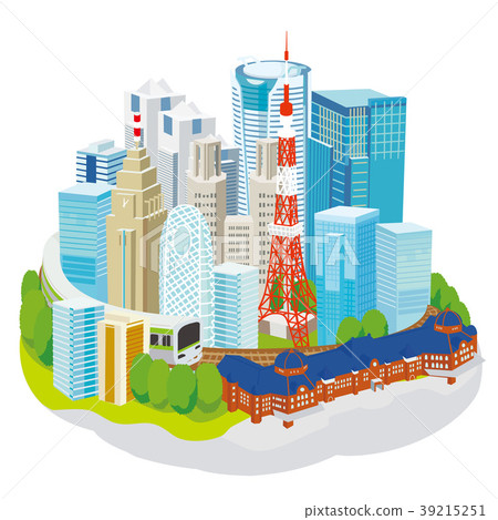東京都市風景3D例證 39215251