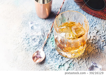 Glass of scotch whiskey 39216129