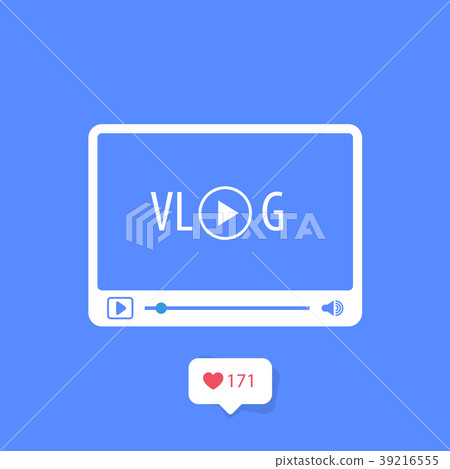 Vlog icon - video blog concept, media player Vlog icon - video blog concept, media player 39216555