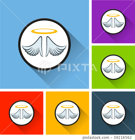 angel icons with long shadow - Stock Illustration [39216562] - PIXTA
