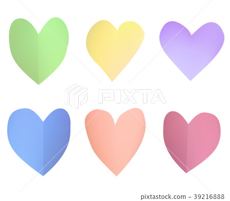 A set of colorful paper hearts. 39216888
