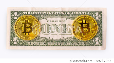 Golden bitcoin on us dollar 39217082