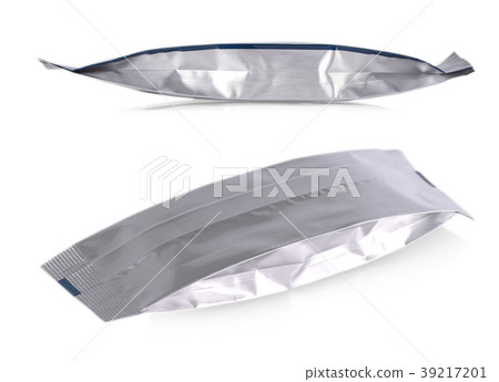 Silver foil zipper bag packaging on white 39217201