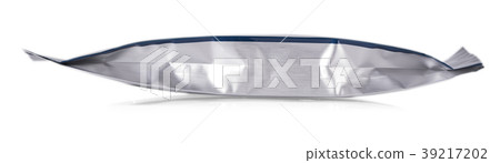 Silver foil zipper bag packaging on white Silver foil zipper bag packaging on white 39217202
