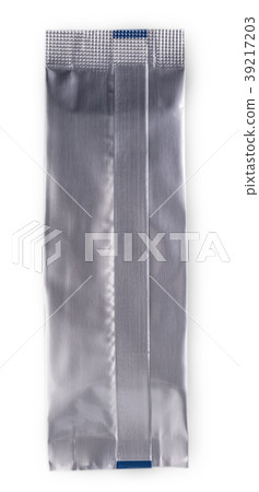 Silver foil zipper bag packaging on white Silver foil zipper bag packaging on white 39217203