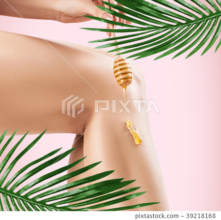 Legs depilation by honey or sugar pasta. Among 39218168