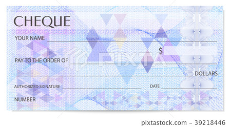 Check (cheque), Chequebook template. Guilloche pat Check (cheque), Chequebook template. Guilloche pat 39218446