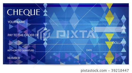Check (cheque), Chequebook template. Guilloche pat Check (cheque), Chequebook template. Guilloche pat 39218447