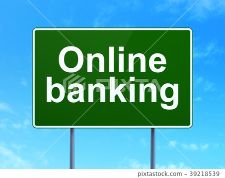 Money concept: Online Banking on road sign Money concept: Online Banking on road sign 39218539