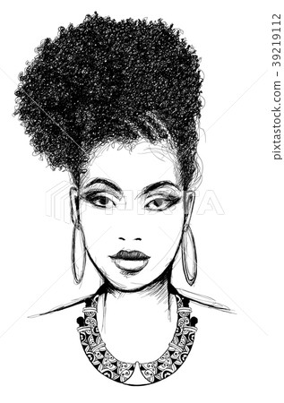 Portrait of african woman with necklace Portrait of african woman with necklace 39219112