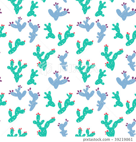 Cute Prickly pear cactus pattern, hand drawn 39219861