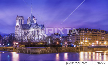 stunning view of Notre Dame after sunset stunning view of Notre Dame after sunset 39220227