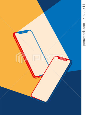 Realistic flat modern, two smart phone with color Realistic flat modern, two smart phone with color 39220311