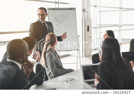 Chief making project analysis at conference Chief making project analysis at conference 39220427