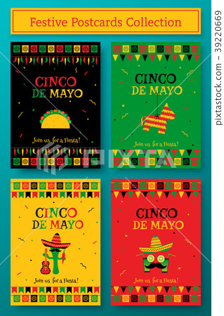 Set of cinco de mayo festive party poster template 39220669