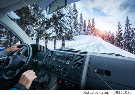 Car dashboard and steering wheel inside of car 39221083