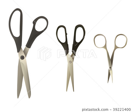 A Set Of Scissors Of Different Types Stock Illustration