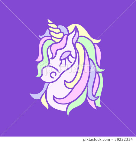 Unicorn head icon on the purple background Unicorn head icon on the purple background 39222334