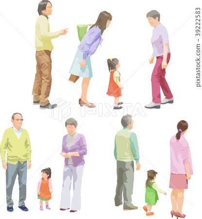 Whole body person illustration _ senior family 39222583