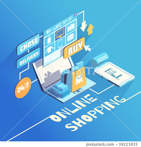 Online Shopping Isometric Composition  39223835