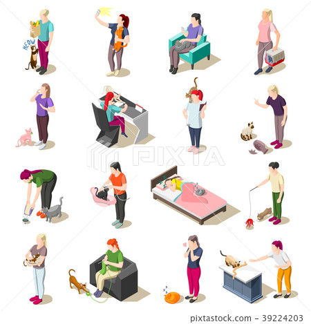 Cat Ordinary Life Isometric Icons Cat Ordinary Life Isometric Icons 39224203