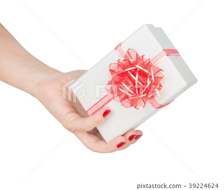 The hand hold christmas present isolated 39224624