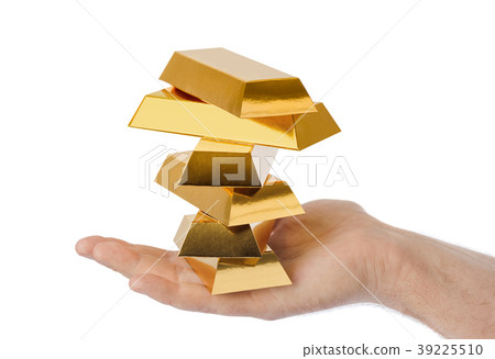 Hand with gold bars 39225510