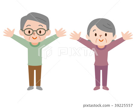 Senior couple raising their hands 39225557