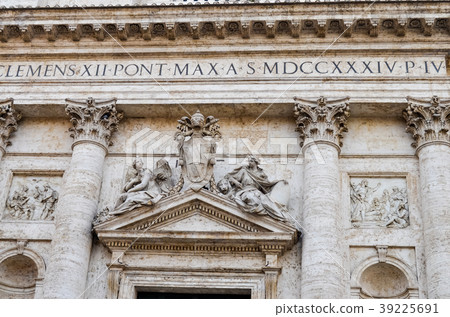 Facade decoration on ancient cathedral in Rome Facade decoration on ancient cathedral in Rome 39225691