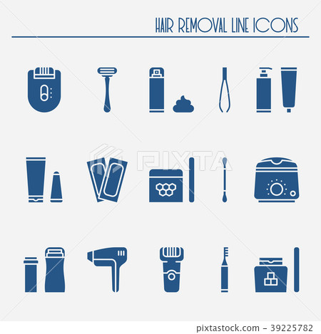 Hair removal methods silhouette icons set. Shaving 39225782